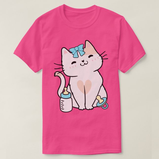 T-shirt Cute Chat Perse Est Un Ba (Design devant)