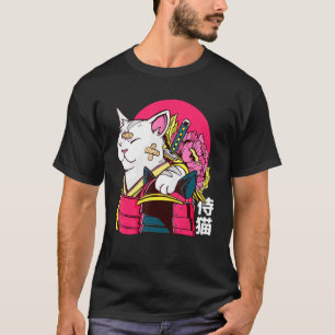 T-shirt Cute chat Pet Ninja Samurai Japonais Kanji Design
