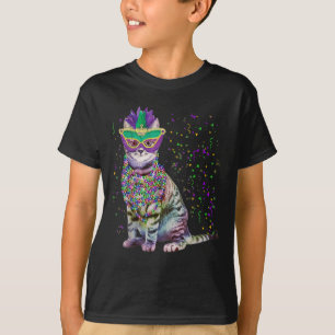 T-shirt Cute Chat Portant un Masque Carnaval Mardi Gras Ch