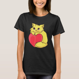 T-shirt Cute Chat Pour Kitten Kitty Coloré Avec Coeur Roug