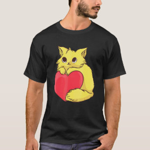T-shirt Cute Chat Pour Kitten Kitty Coloré Avec Coeur Roug