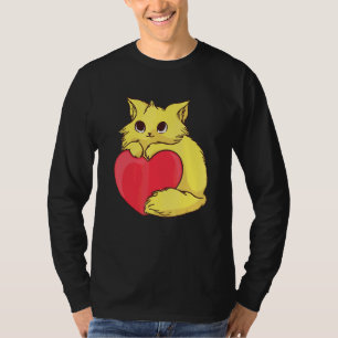 T-shirt Cute Chat Pour Kitten Kitty Coloré Avec Coeur Roug