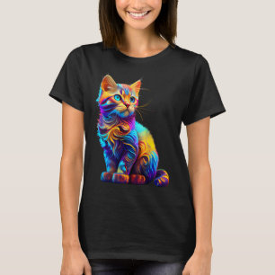 T-shirt Cute Chat Pour Les Amateurs De Kitten Art Coloré K
