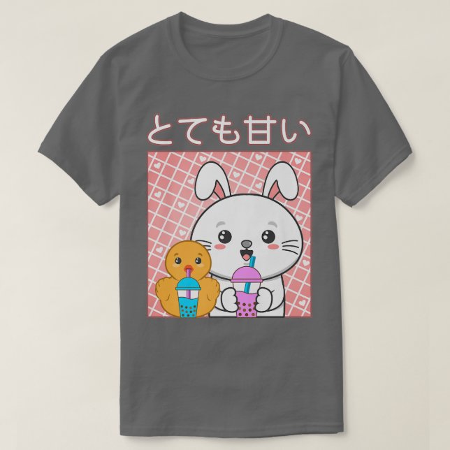 T-shirt Cute chat Rabbit Canard Boba Tea Bubble Kawaii Tea (Design devant)