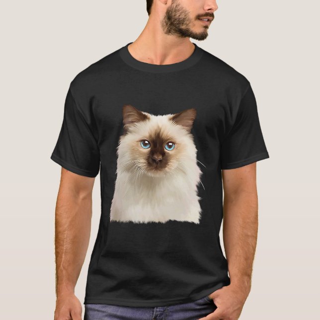T-shirt Cute Chat Ragdoll Chat Face (Devant)