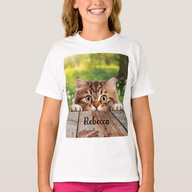 T-shirt Cute chat Sibérien Peek (Devant)