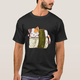 T-shirt Cute Chat Sushi japonais Anime Kawaii Drôle Chat L