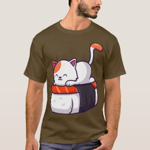 T-shirt Cute Chat Sushi Saumon 1