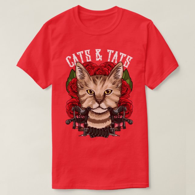 T-shirt Cute chat Tats Enceinte Drôle Tatouage Obsédée (Design devant)