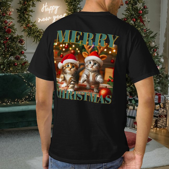 T-shirt Cute chatons avec le Père Noël et casquettes de re (Créateur téléchargé)