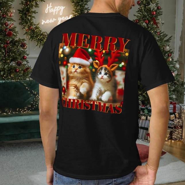 T-shirt Cute chatons avec le Père Noël et casquettes de re (Créateur téléchargé)