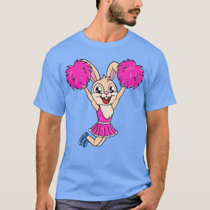 T-shirt Cute Cheerleader lapin pâques fille pompom rose