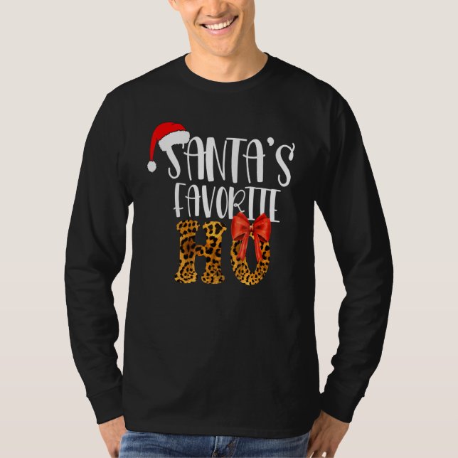 T-shirt Cute Cheetah Santa's Favorite Ho Christmas  Women (Devant)