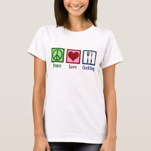 T-shirt Cute Chef Peace Love Cuisine Ustensiles