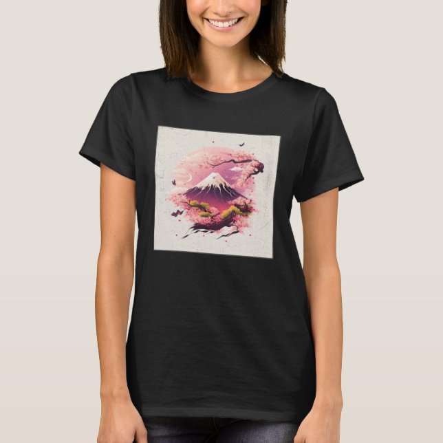 T-shirt Cute Cherry Blossom Illustration Pink Women Kids   (Devant)