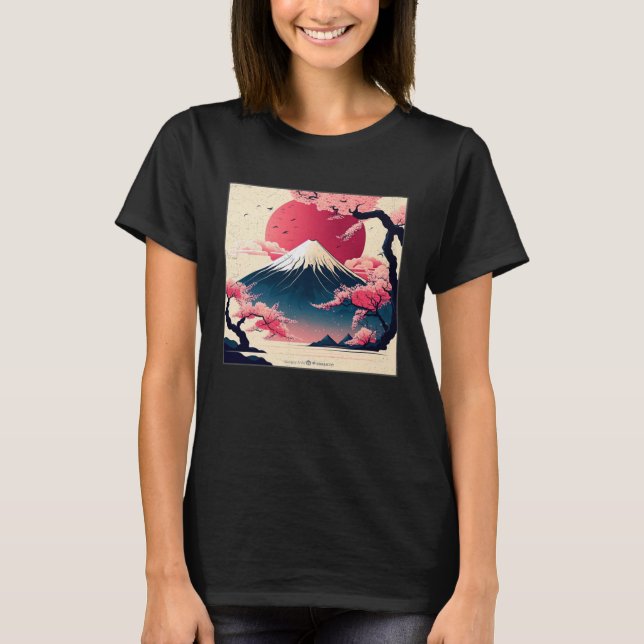 T-shirt Cute Cherry Blossom Illustration Pink Women Kids (Devant)