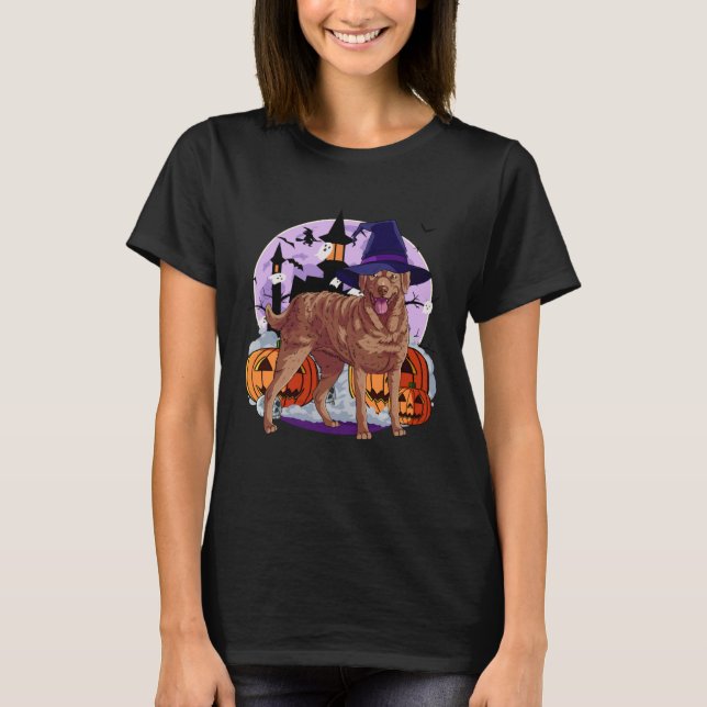 T-shirt Cute Chesapeake Bay Retriever Halloween Witch Pump (Devant)