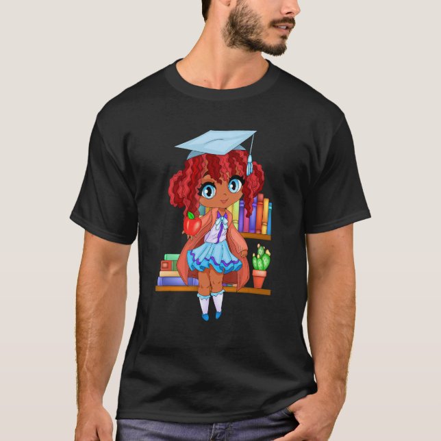 T-shirt Cute Chibi Gacha Style Fashion School Girl Avec Bo (Devant)