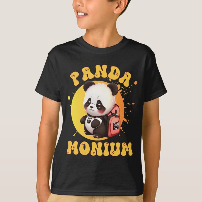 T-shirt Cute Chibi Kawaii Panda Name School Year On Back B (Devant)