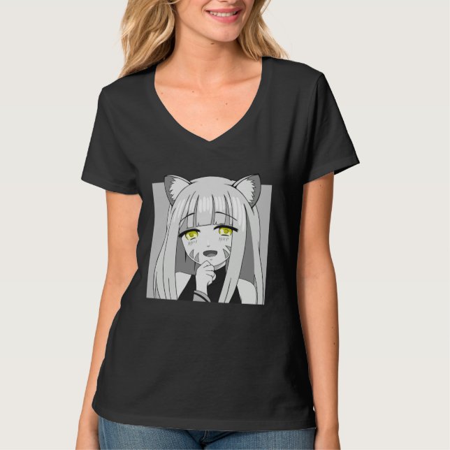 T-shirt Cute Chibi Neko Girl with Smug Smile (Devant)