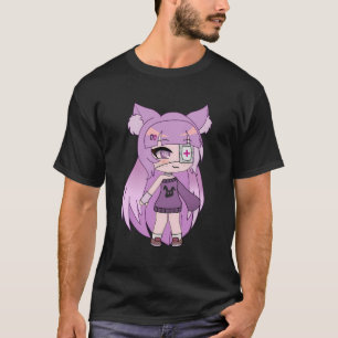 T-shirt Cute Chibi Style Kawaii Girl Avec Patch Oeil Et Pu