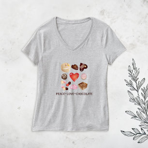 T-shirt Cute Chic Paix Amour Chocolat Bonbon Cœur