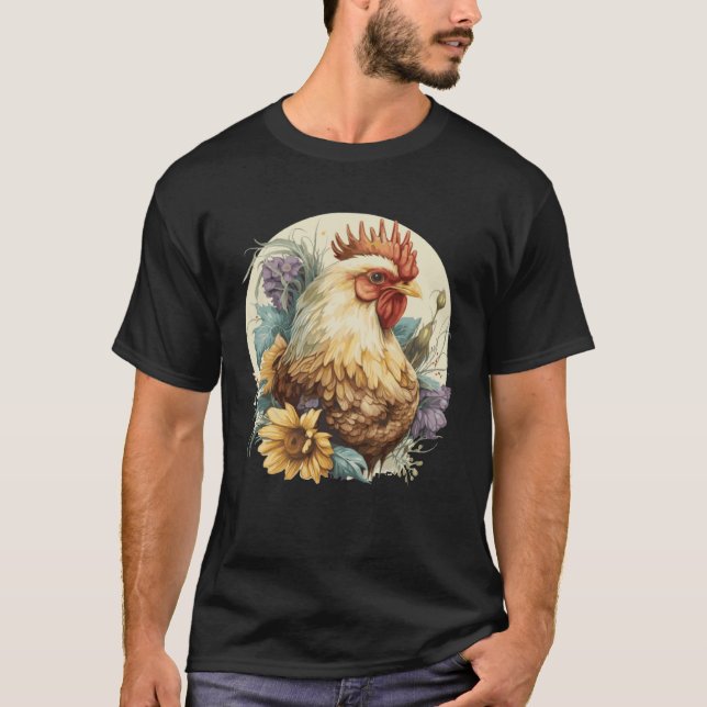 T-shirt Cute Chicken Sunflower Chicken  Farm Animal (Devant)
