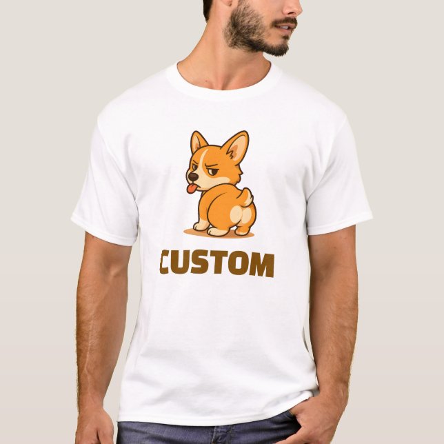 T-shirt Cute Chien Corgi Custom Unisex Vêtements Homme/Fem (Devant)