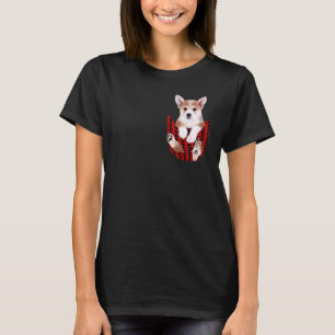 T-shirt Cute Chien Corgis Dans Poche Famille Vintage