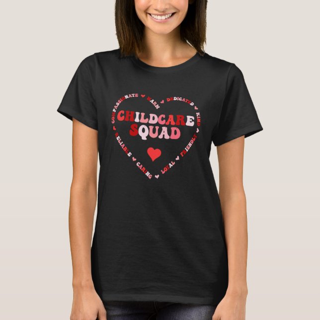 T-shirt Cute Childcare Squad Valentines Day Heart (Devant)