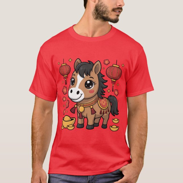 T-shirt Cute Chinese New Year Horse Tee | Lunar New Year L (Devant)