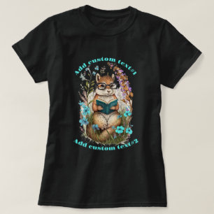 T-shirt Cute Chipmunk Lire fleur sauvage du livre, Chipmun