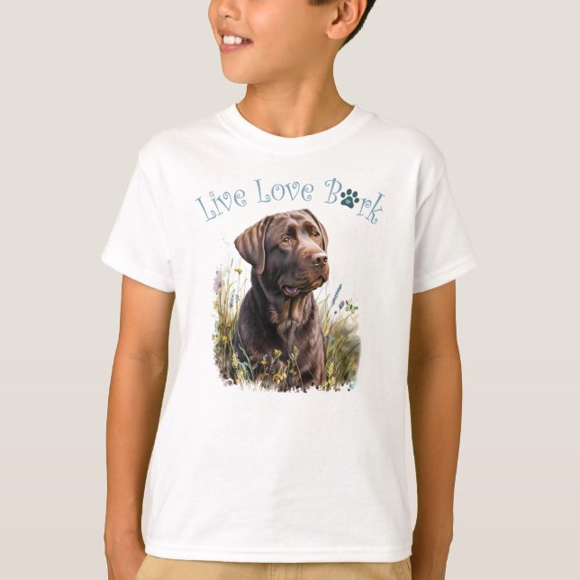 T-shirt Cute Chocolate Lab Chien Floral (Devant)