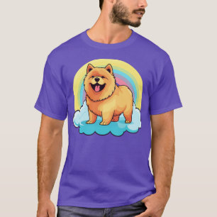 T-shirt Cute Chow Chow Rainbow Cloud Kawaii Chien Heureux