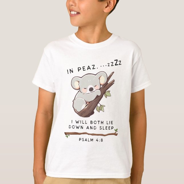 T-shirt Cute Christian Dormir Koala Psalm 4 Bible (Devant)