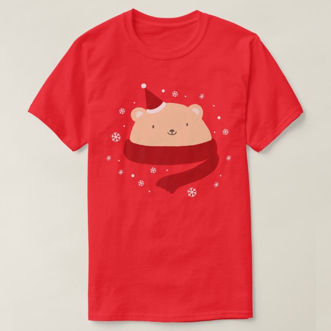 T-shirt Cute Christmas Bear Hiver Neige Nouvel An Premium  (Design devant)