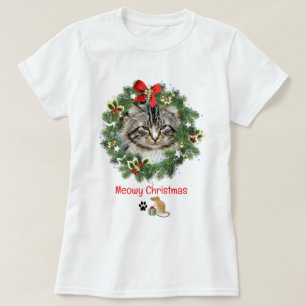 T-shirt Cute Christmas Chat Photo Wreath