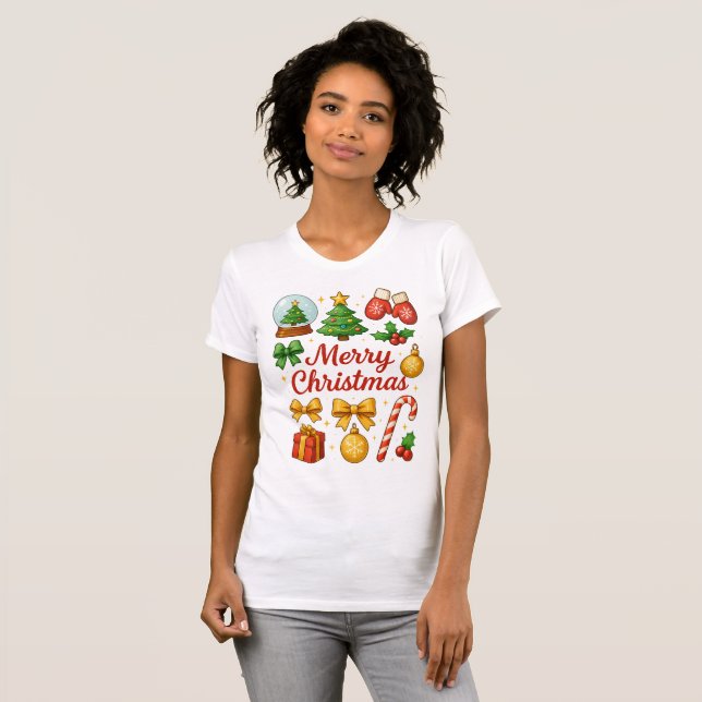T-shirt Cute Christmas Clipart Family Tee Gift (Devant entier)