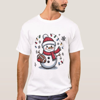 T-shirt Cute Christmas Football Snowman Holiday Illustrati