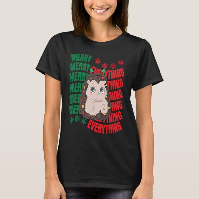 T-shirt Cute Christmas hedgehog (Devant)