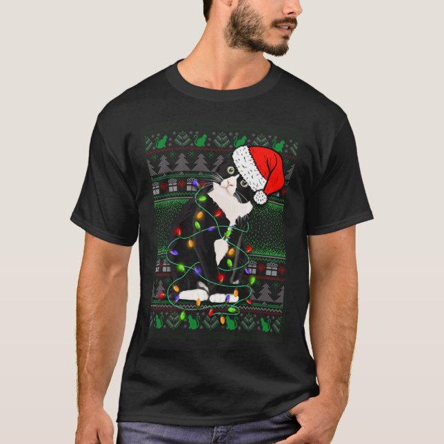 T-shirt Cute Christmas jumper with cat motif (Devant)
