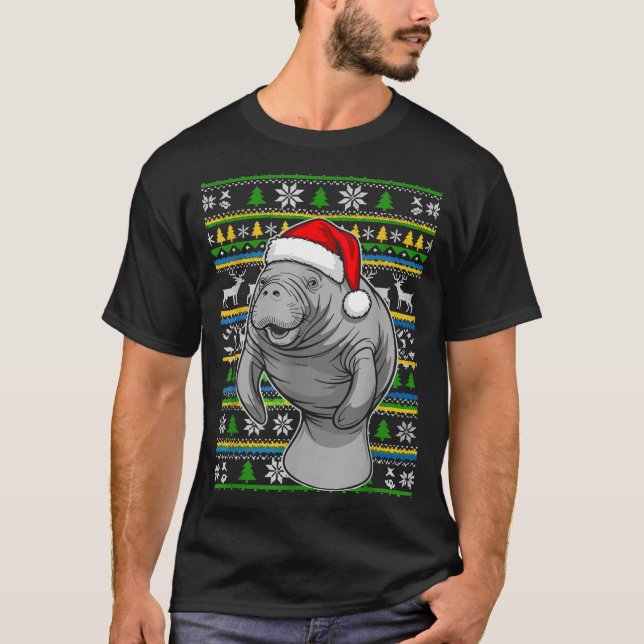 T-shirt Cute Christmas Manatee Shirt, Manatee Ugly Xmas Sw (Devant)