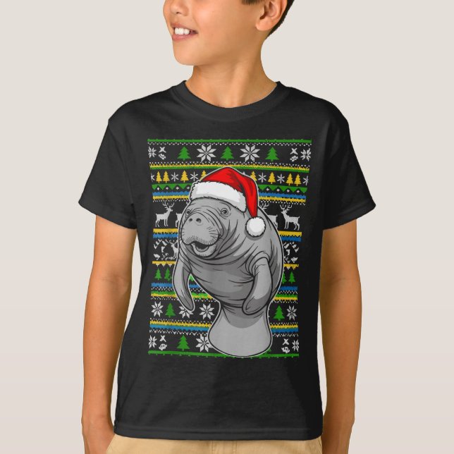 T-shirt Cute Christmas Manatee Shirt, Manatee Ugly Xmas Sw (Devant)