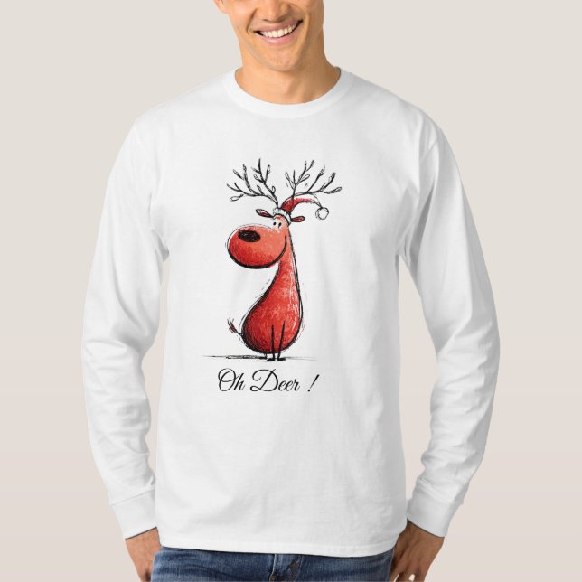 T-shirt Cute Christmas Reindeer Cartoon – Funny Holiday  (Devant)