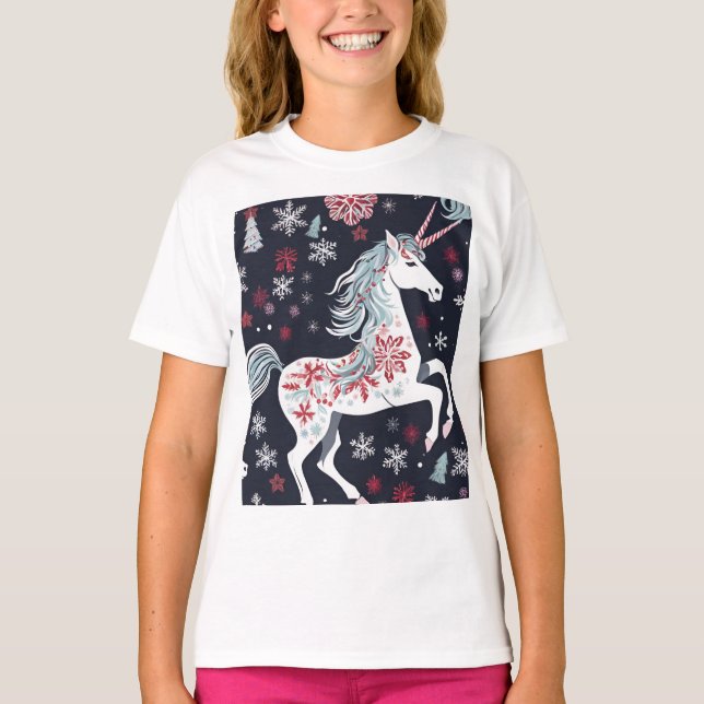 T-shirt Cute Christmas Unicorn (Devant)