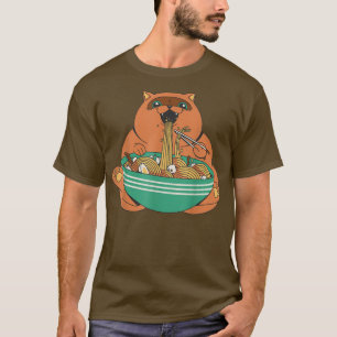 T-shirt Cute Chubby Chat Manger Ramen Noodles Ramen Lover