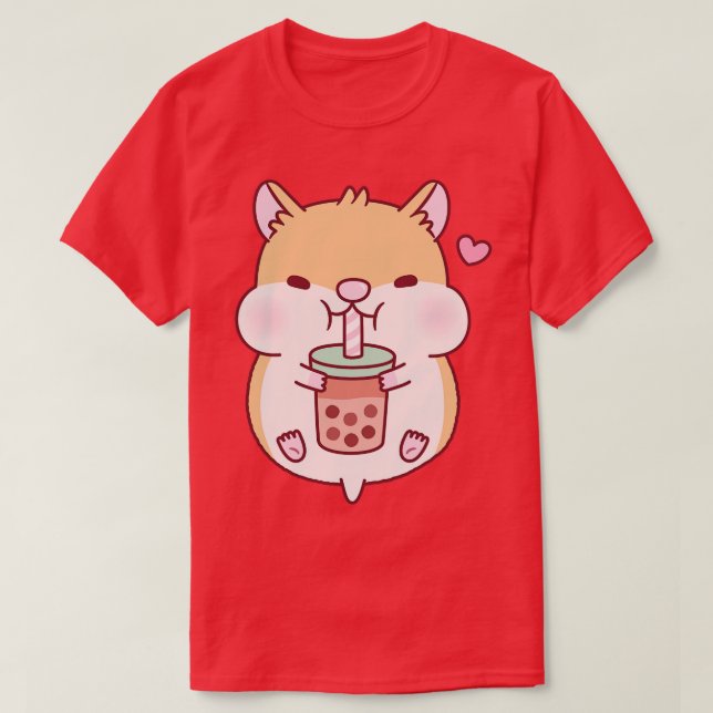 T-shirt Cute Chubby Hamster Aime Le Thé Bubble (Design devant)