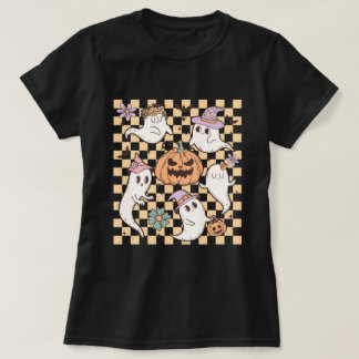 T-shirt Cute Citrouille fantôme Retro Halloween