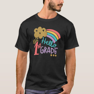 T-shirt Cute Cloud Rainbow Bonjour Enseignant 1ère année R
