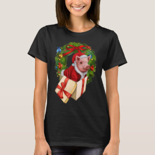 T-shirt Cute Cochon Ferme de Noël Femmes Garçons Filles
